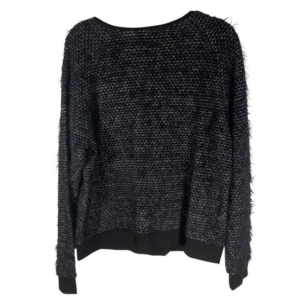 Tibi Womens Black Textured Knit Sweater L designer neutral fun shaggy texture - Picture 2 of 10